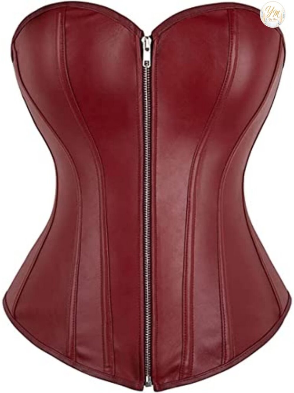 Faux Leather Corset Top Steampunk Bustier Zipper Lace Up Waist Training Costume
